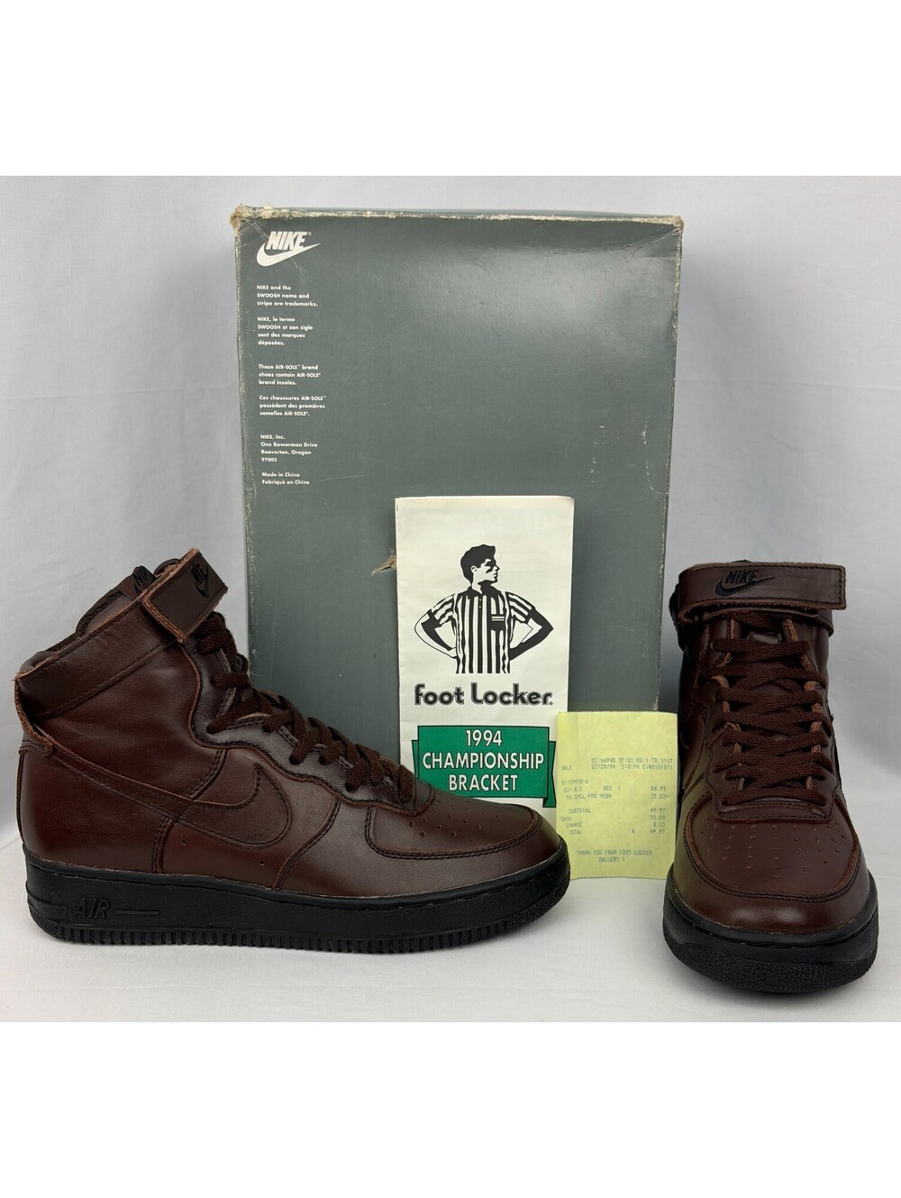 VTG Nike Air Force 1 High SC Boulder Brown Black 630034-222 Sz 8.5 W/Box Receipt